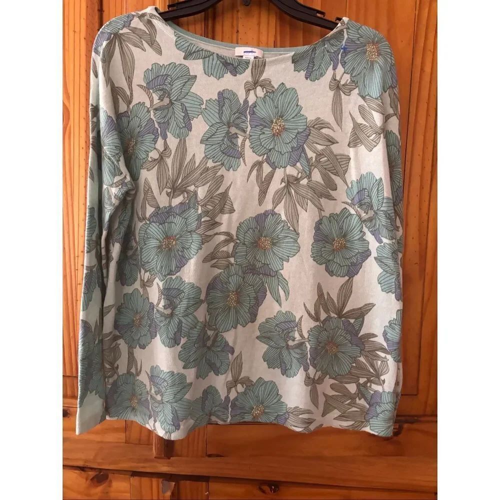 J. Jill Cotton Blend Floral Print Sweater